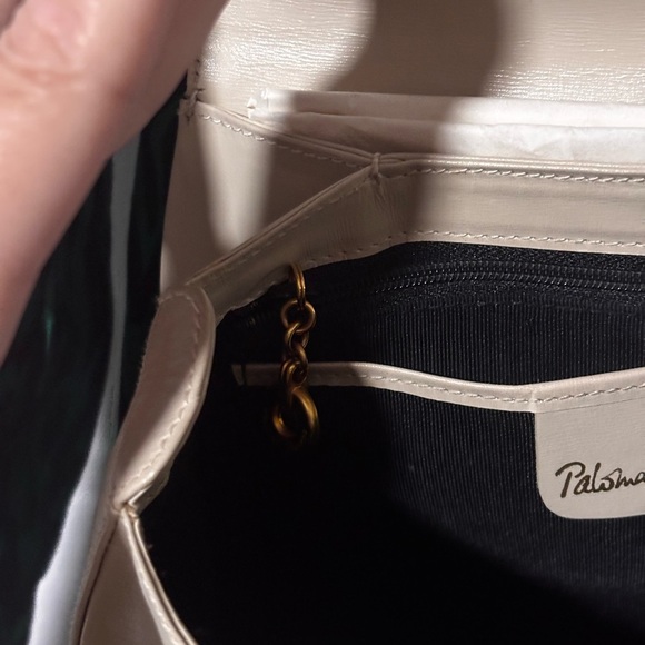 Paloma Picasso vintage Dead stock gold plated cream leathered shoulder bag - Picture 13 of 16